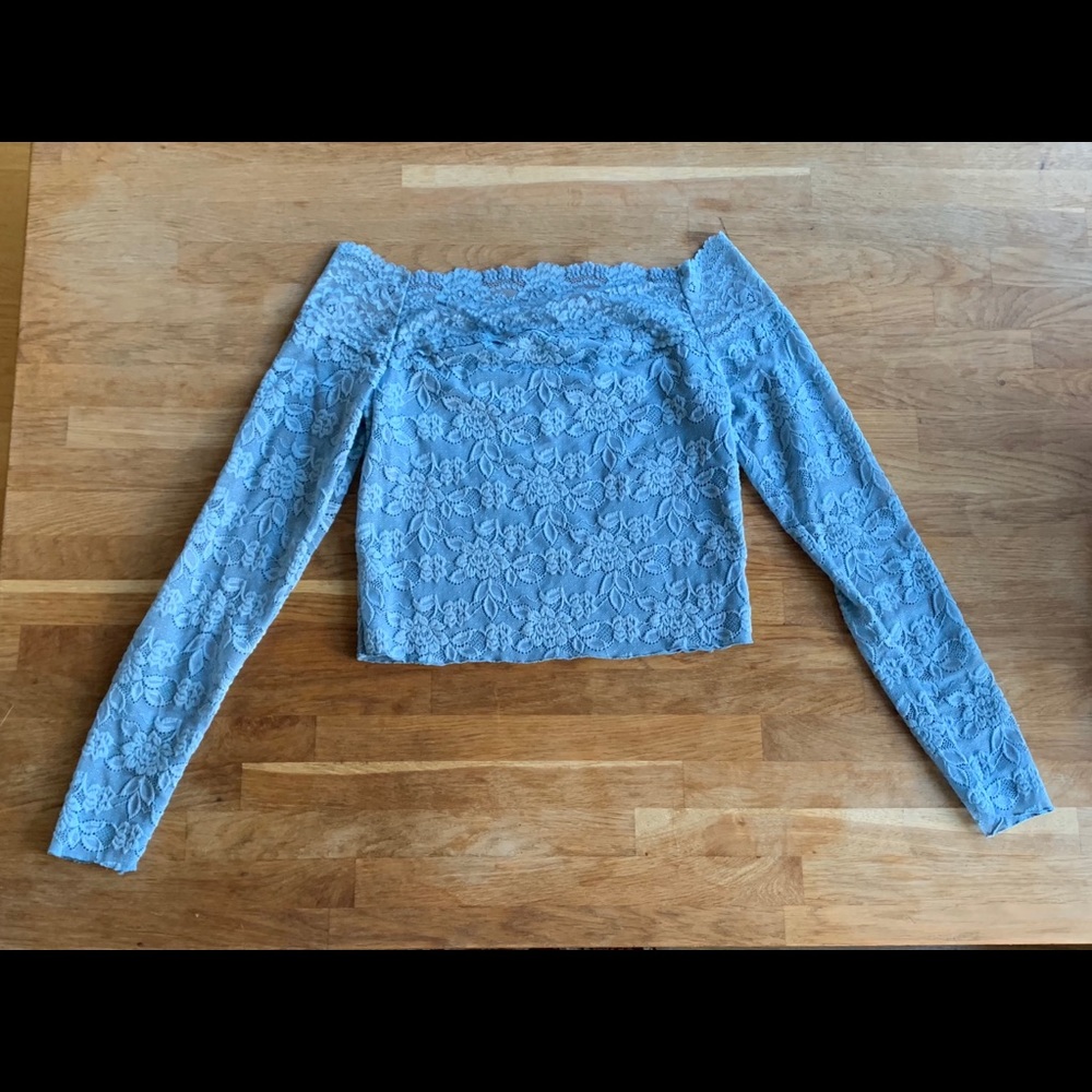 Free People Blue Lace Crop Top